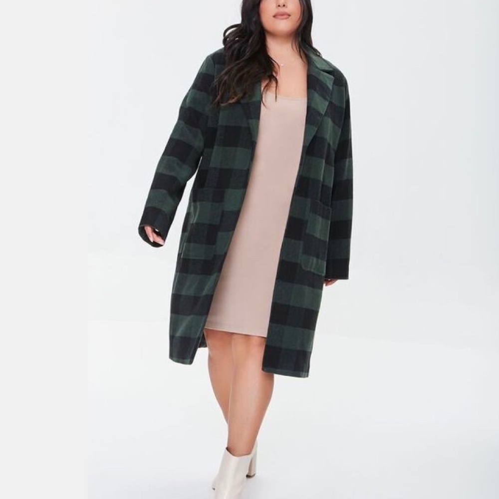 🟠 PLUS 1X Buffalo Plaid Coat - Green